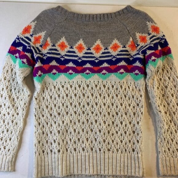 American Eagle Outfitters Sweater Size S Round Neck Acrylic Knit Cable Crochet - Picture 4 of 7